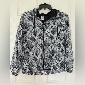 PINK Victoria's Secret Black/White Snake Print Wind Breaker Hoodie jacket XS/S